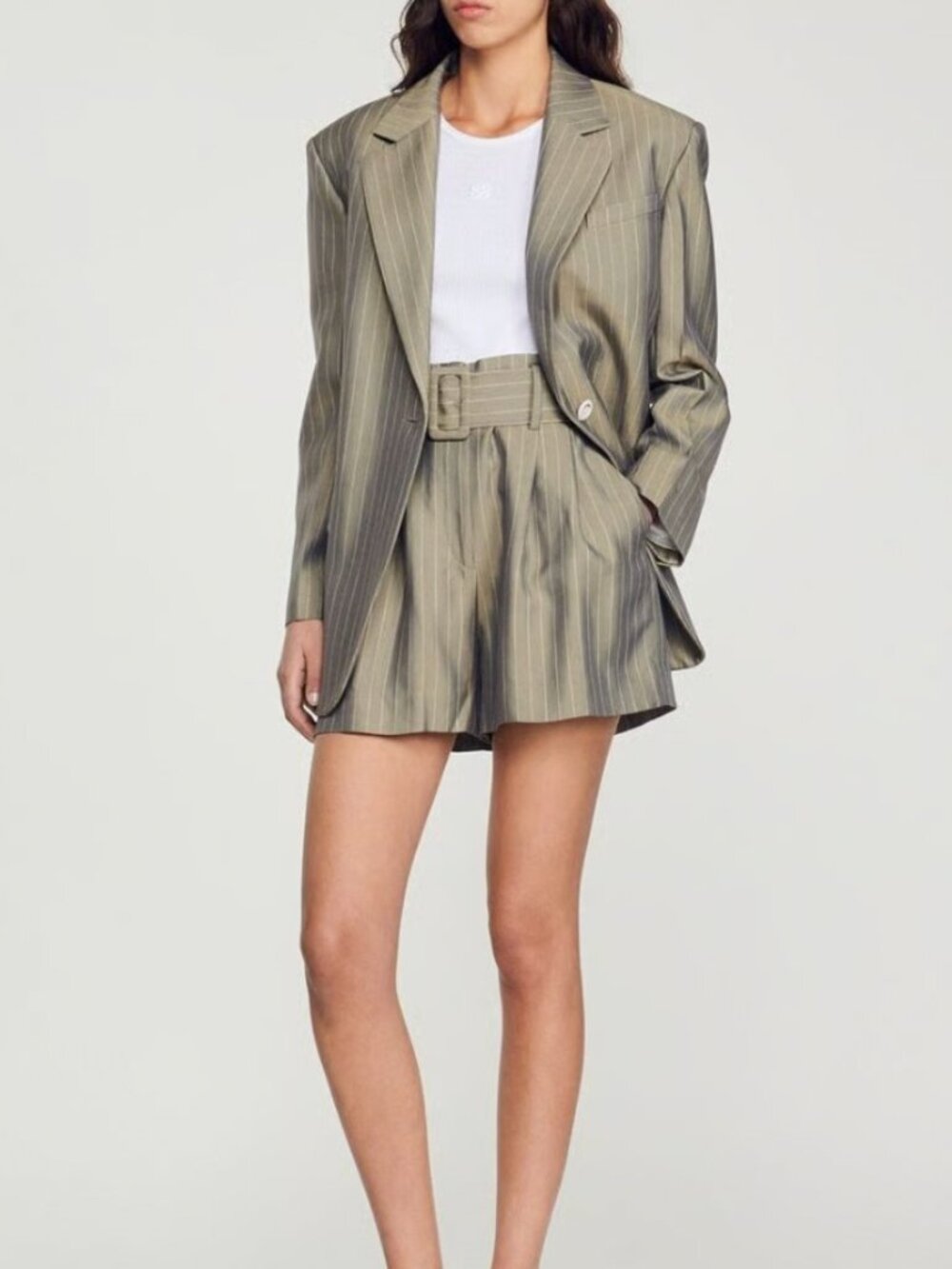 SANDRO Pinstriped twill blazer